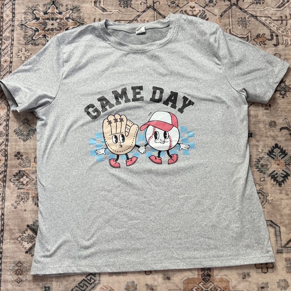 Gray Baseball Game Day T-Shirt